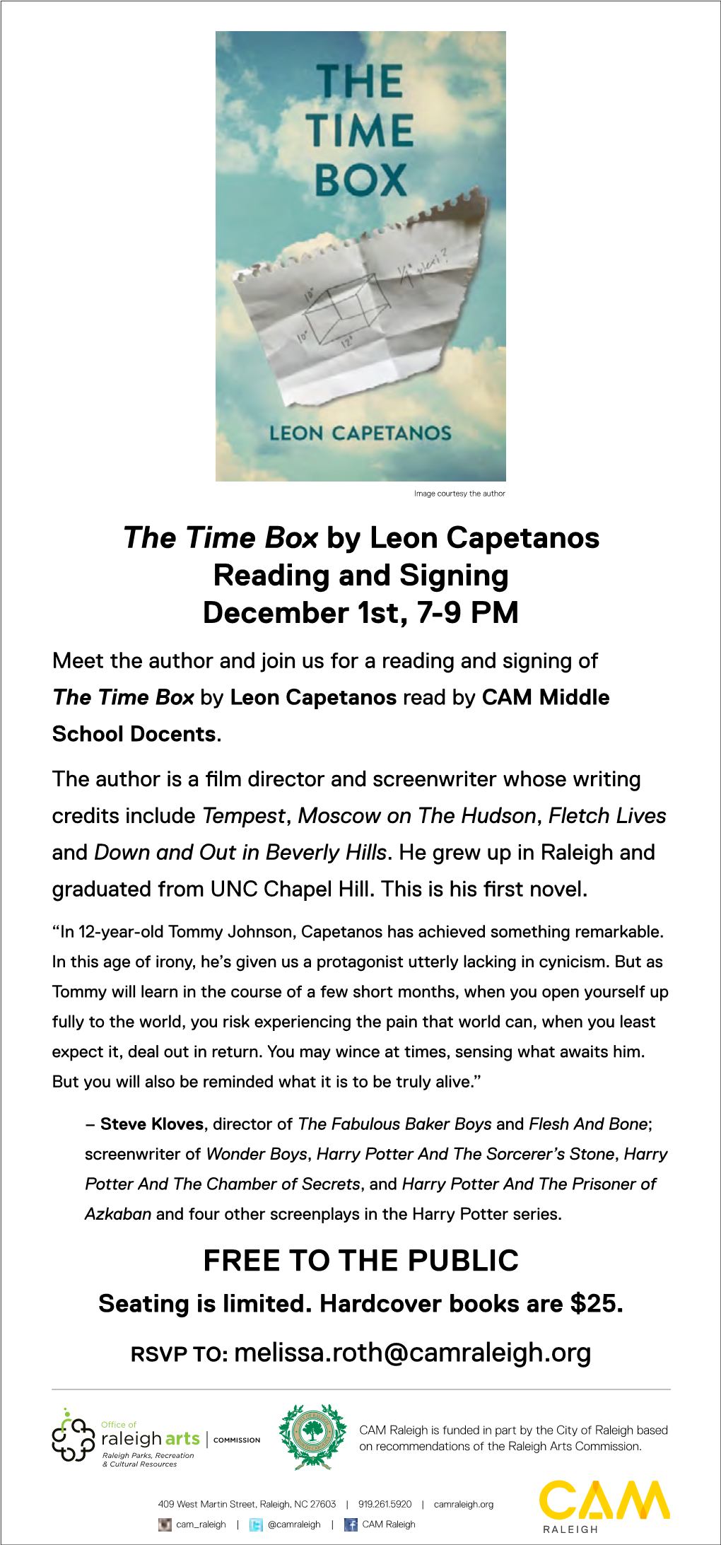 The Time Box by Leon Capetanos Reading and Signing December 1St