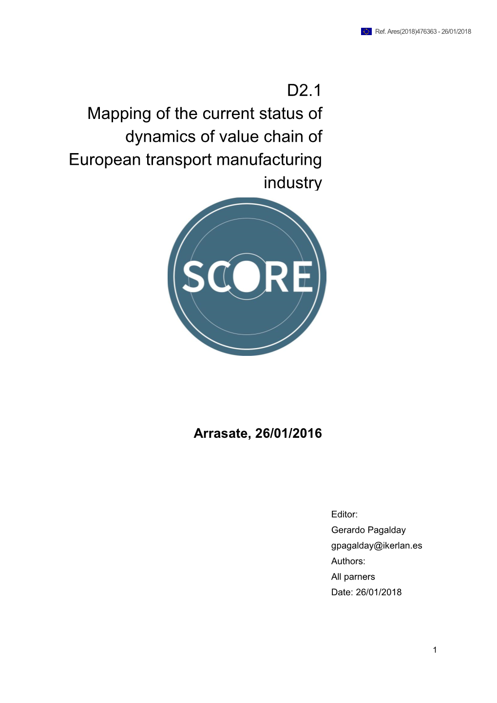 D2.1 Mapping of the Current Status of Dynamics of Value Chain of European Transport Manufacturing Industry