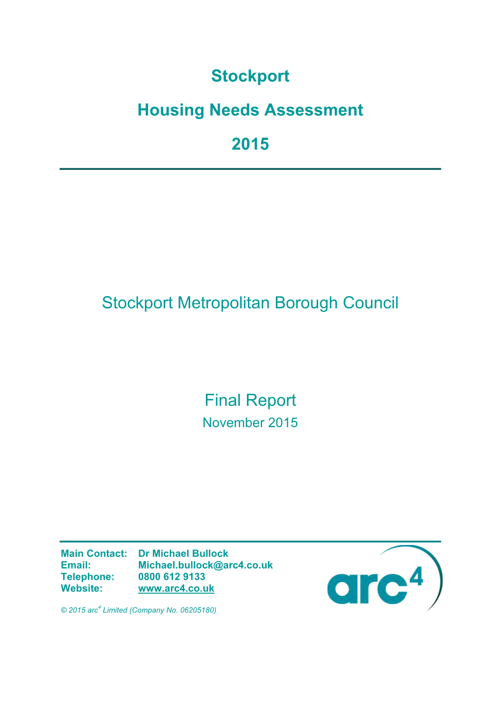 Stockport Housing Needs Assessment 2015