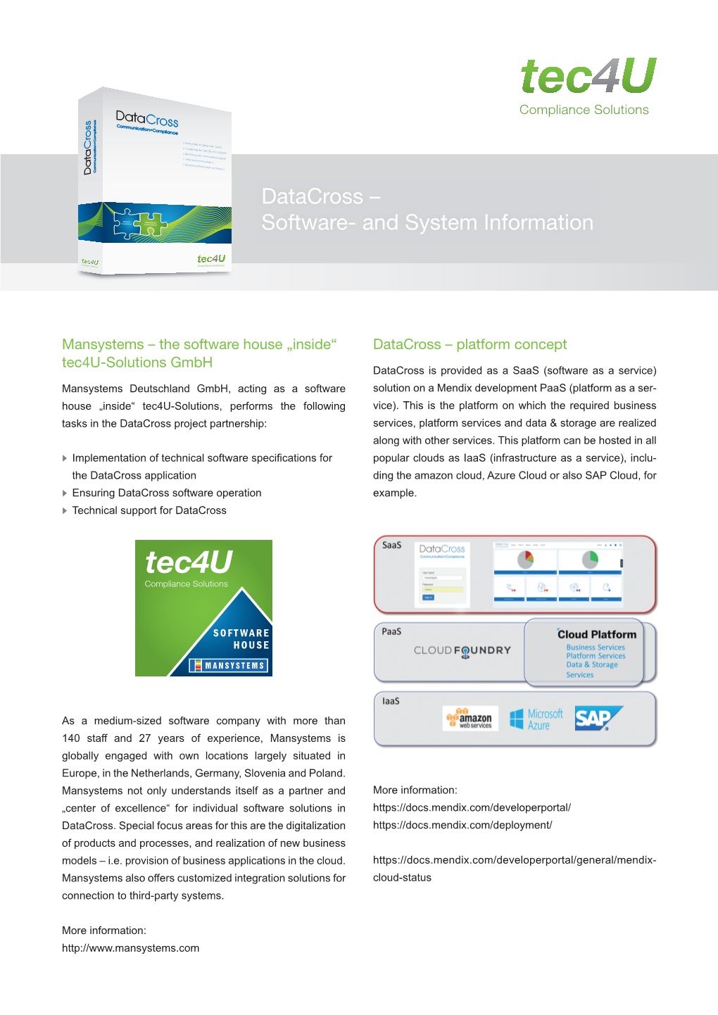 Datacross – Software- and System Information