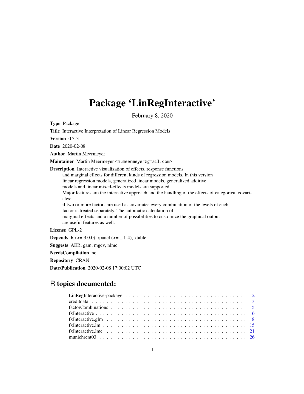 Package 'Linreginteractive'