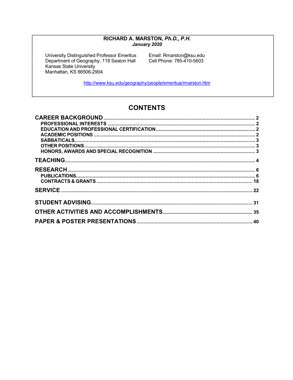 Contents Career Background