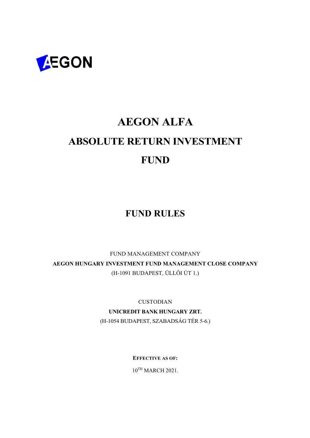 Aegon Alfa Absolute Return Investment Fund