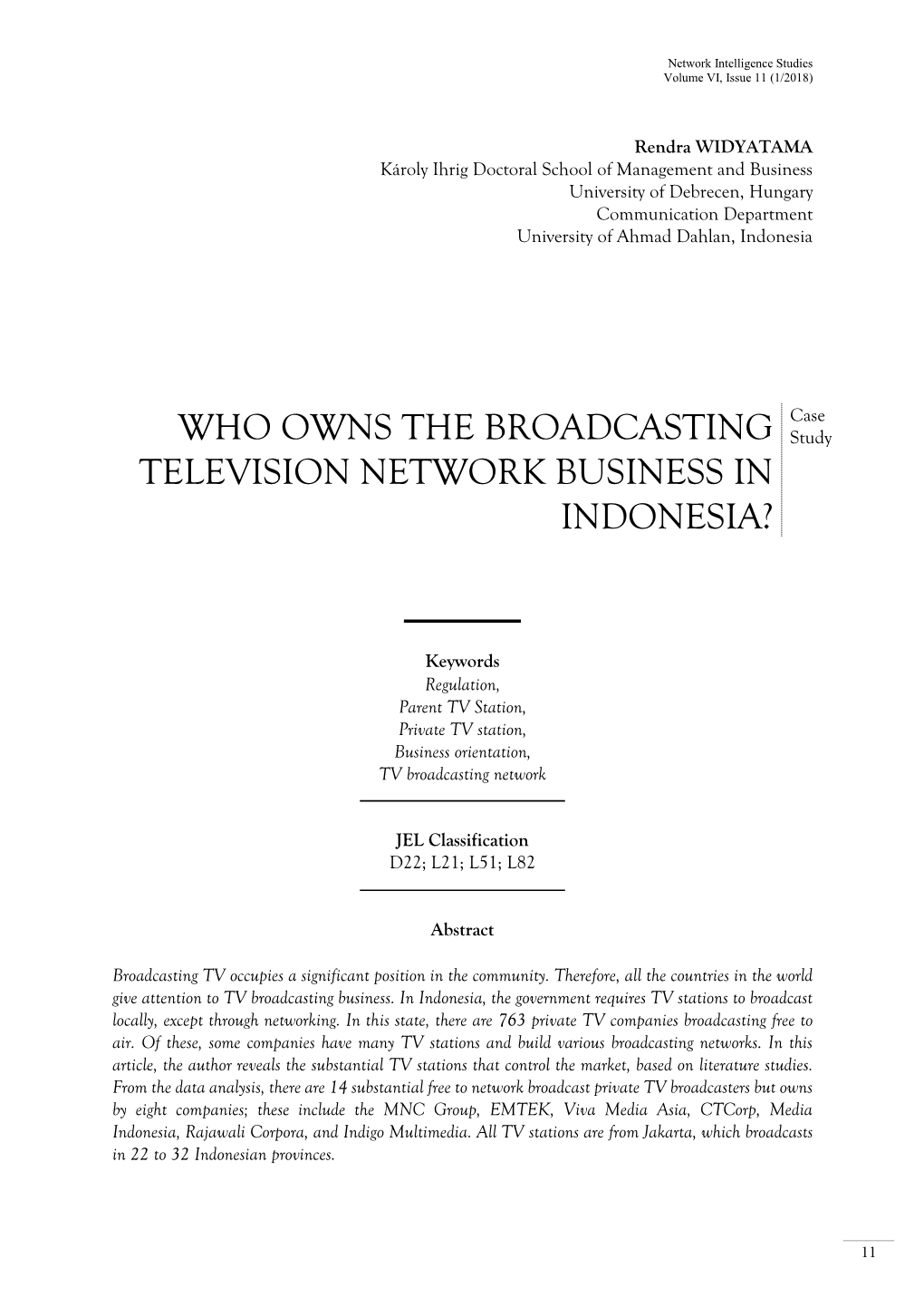 Who Owns the Broadcasting Television Network Business in Indonesia?