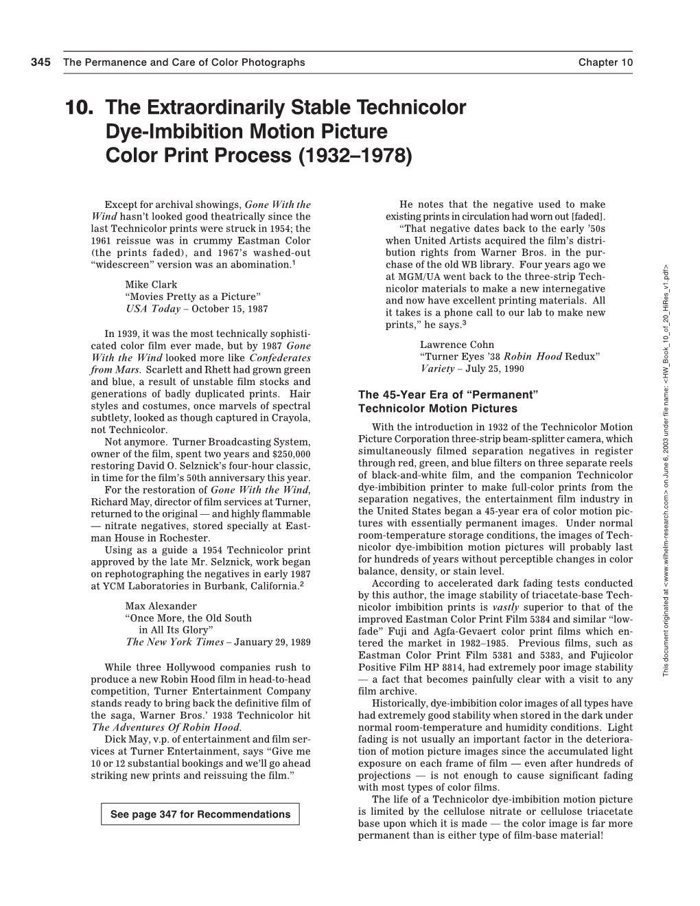 10. the Extraordinarily Stable Technicolor Dye-Imbibition Motion