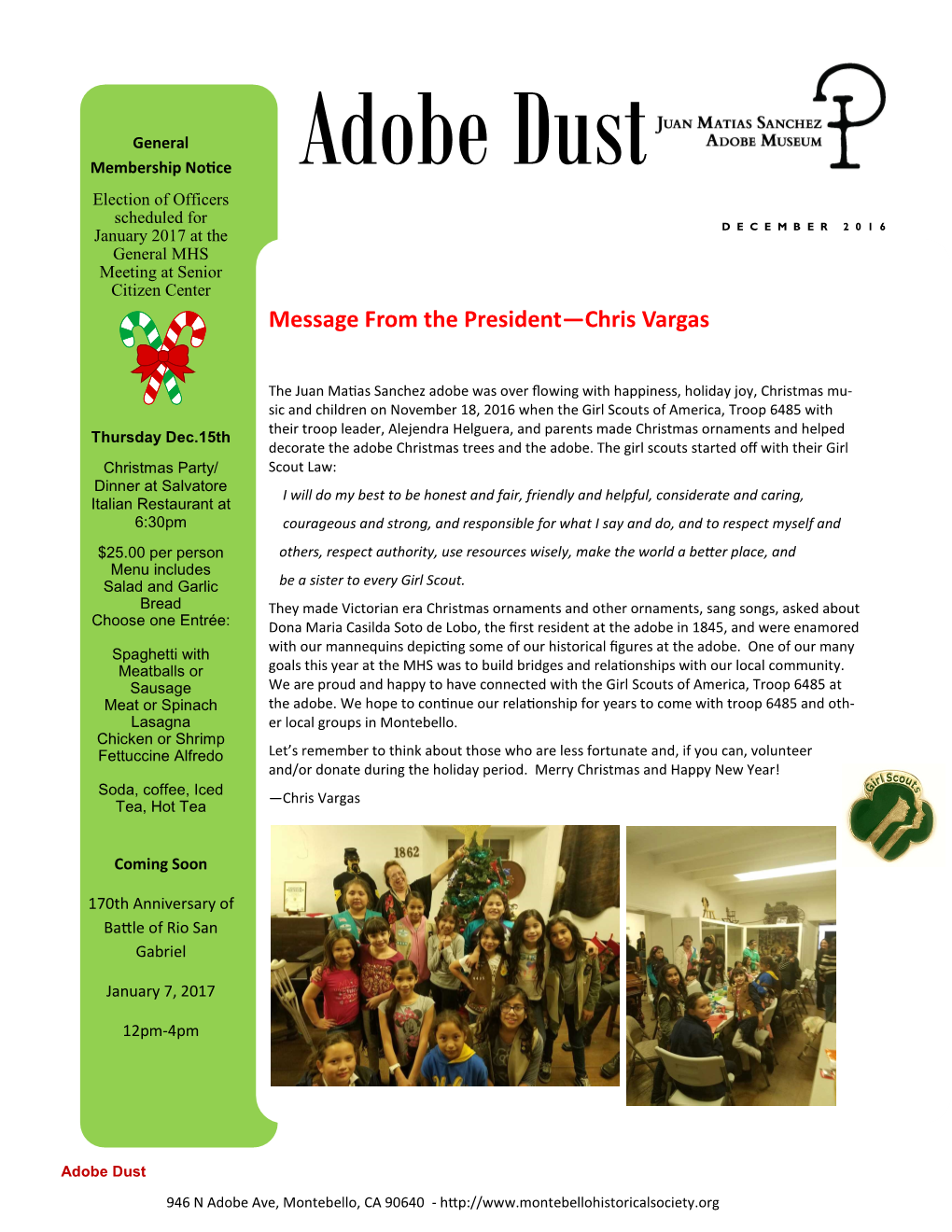 Message from the President—Chris Vargas