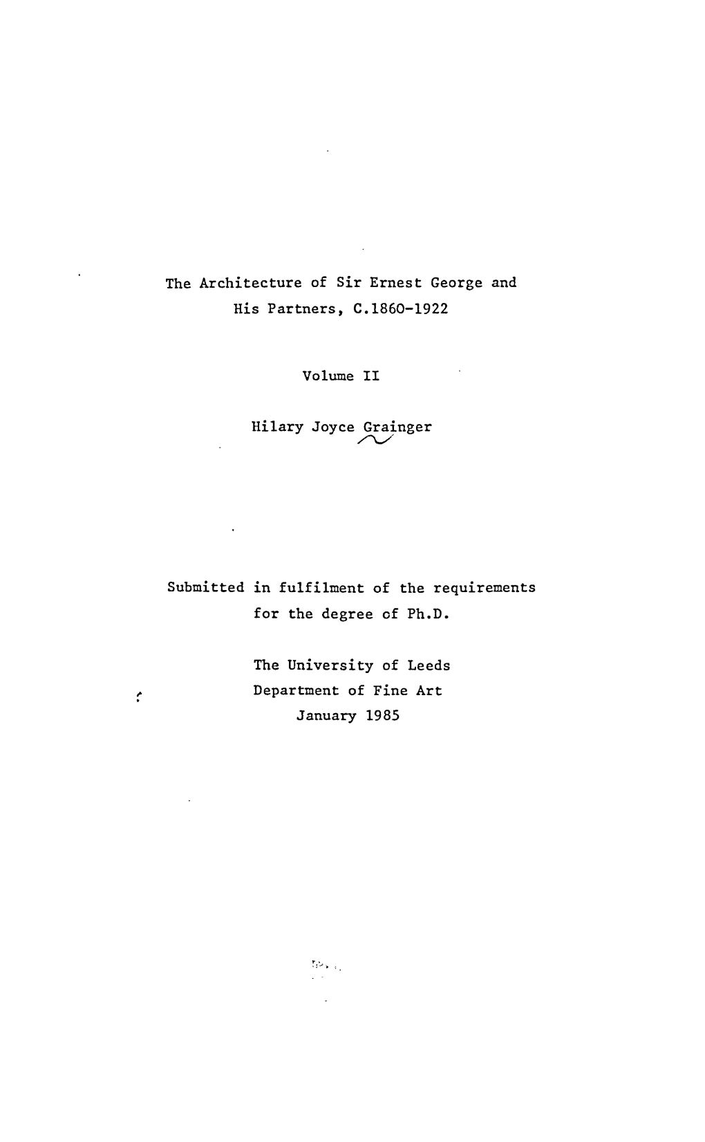 The Architecture of Sir Ernest George and His Partners, C. 1860-1922