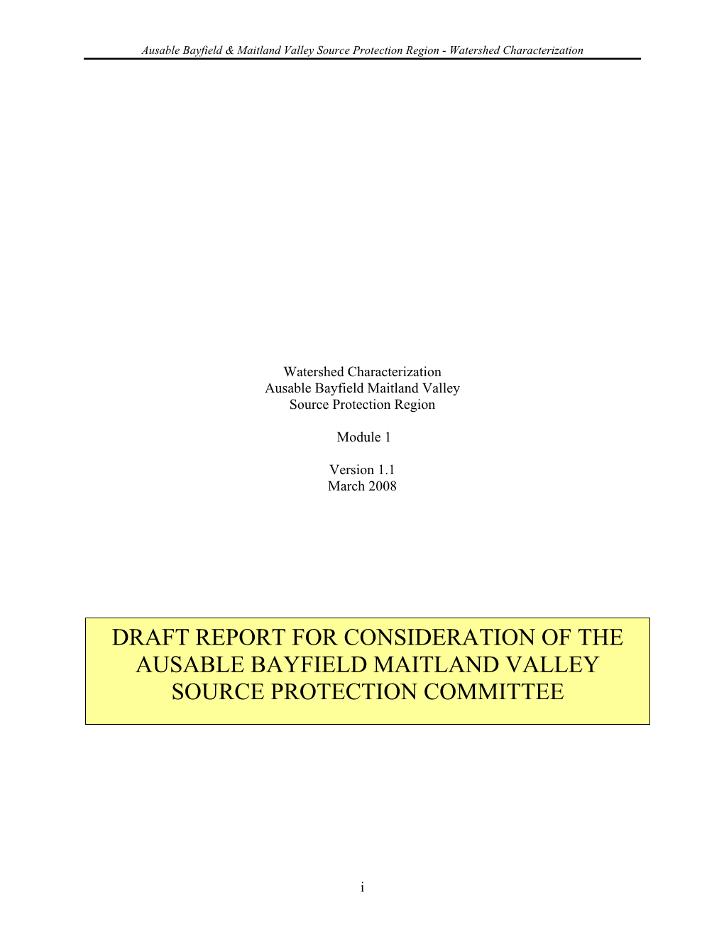 Watershed Characterization