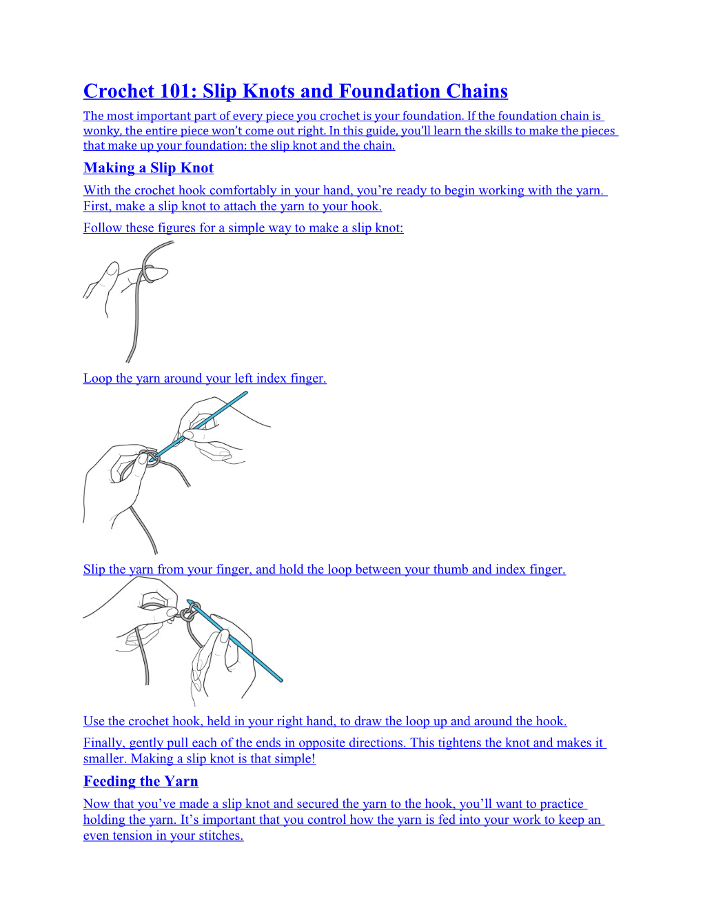 Crochet 101: Slip Knots and Foundation Chains