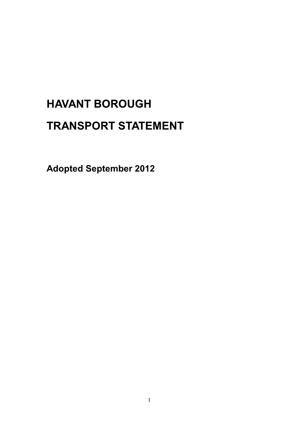 Havant Borough Transport Statement