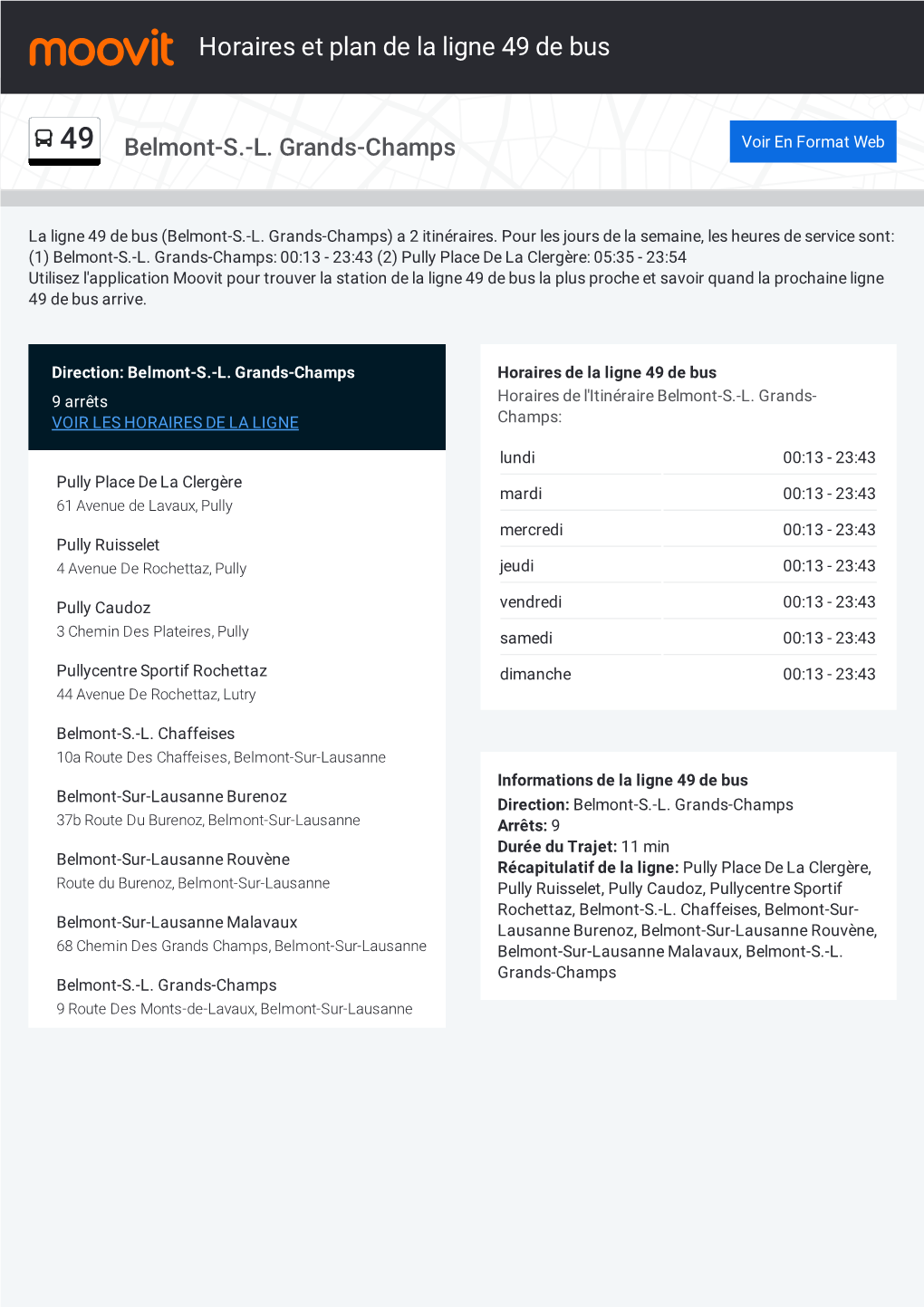 Horaires Et Trajet De La Ligne 49 De Bus Sur Une Carte