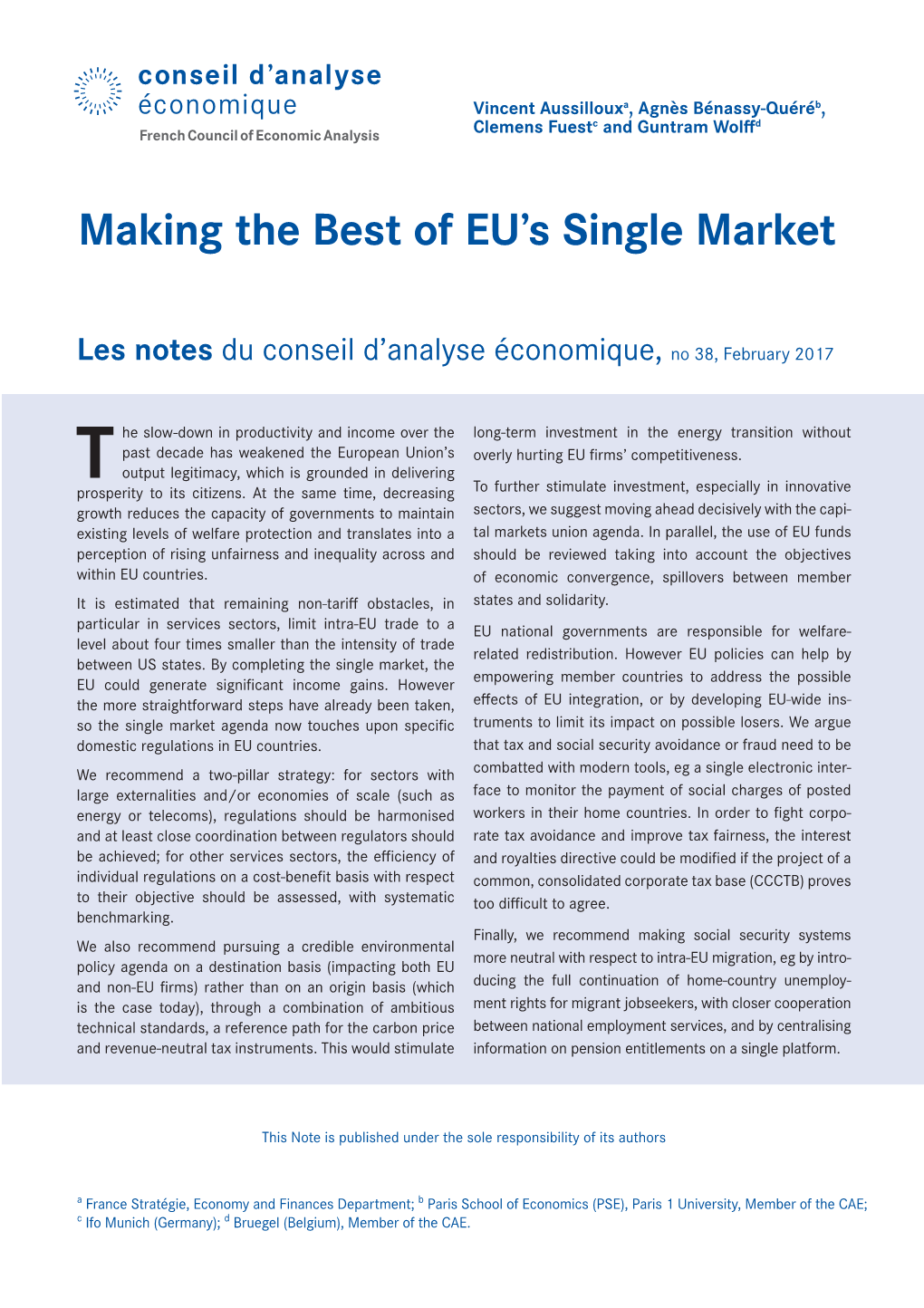 Making the Best of EU's Single Market