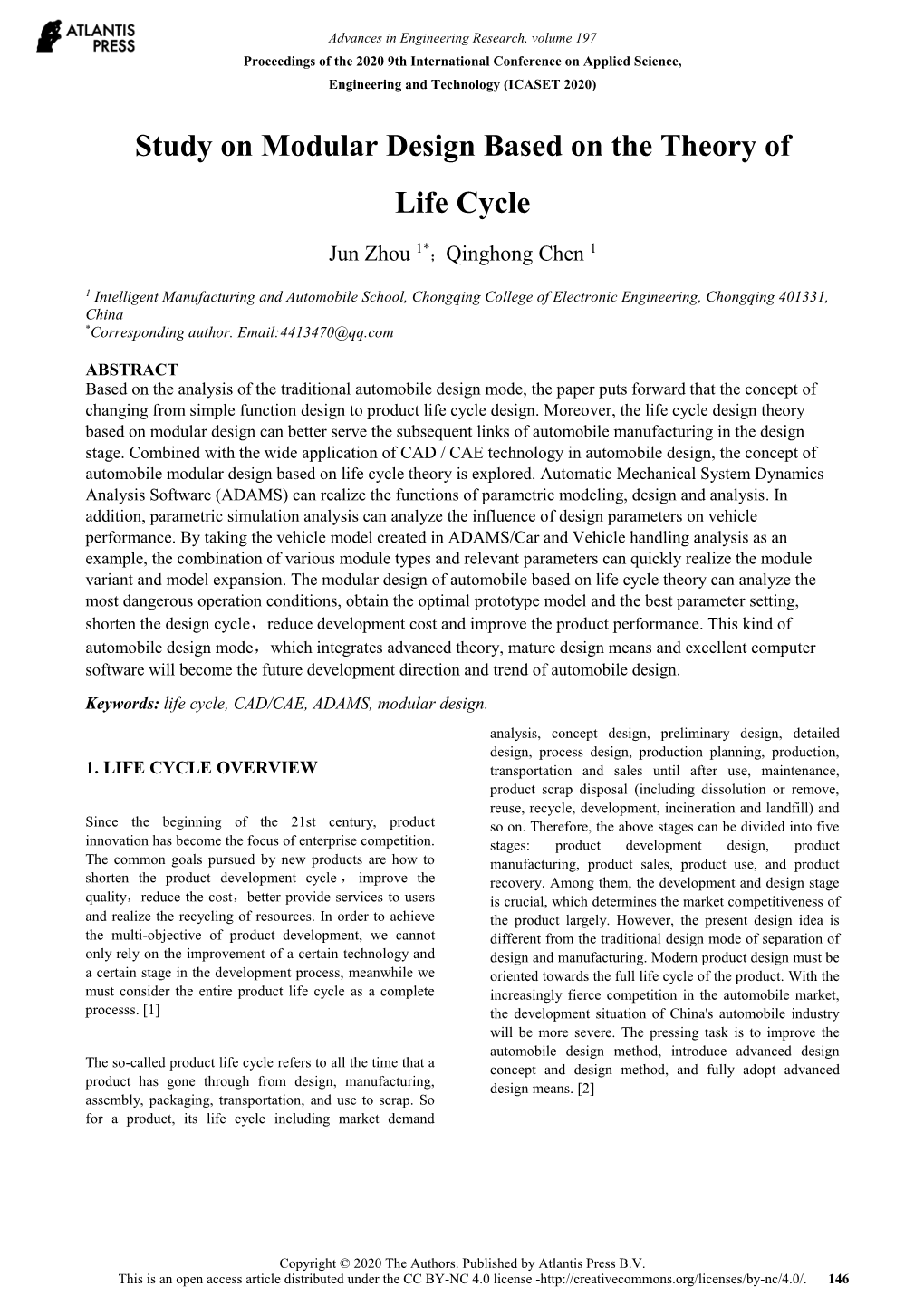 Study on Modular Design Based on the Theory of Life Cycle