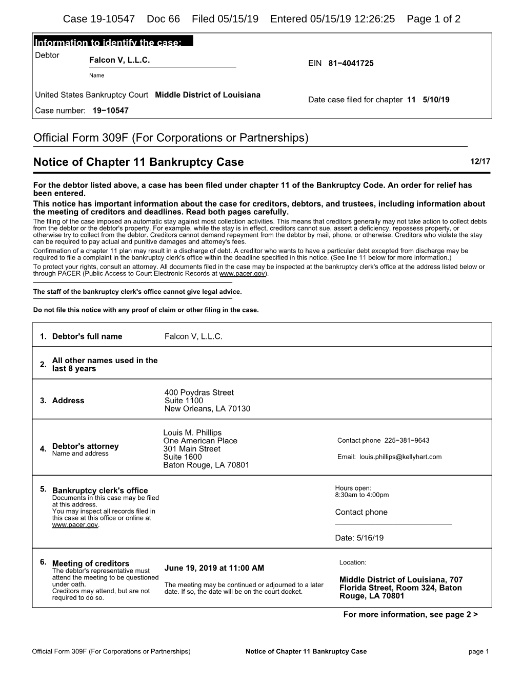 Notice of Chapter 11 Bankruptcy Case 12/17