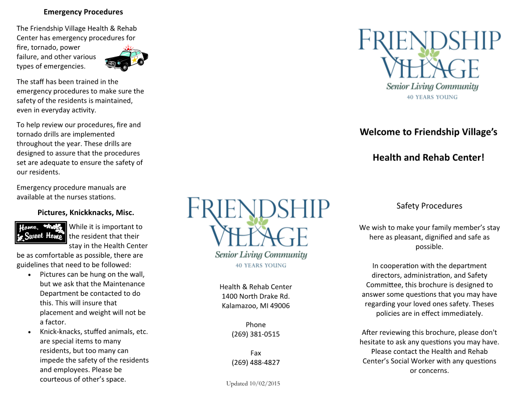 Welcome to Friendship Village's Health and Rehab Center!