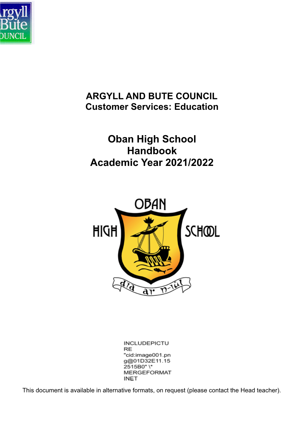 2. Oban High School Handbook 2021-2022.Docx