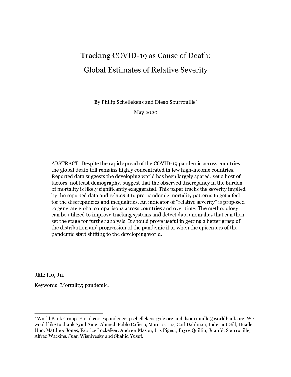 Tracking COVID-19 As Cause of Death: Global Estimates of Relative Severity