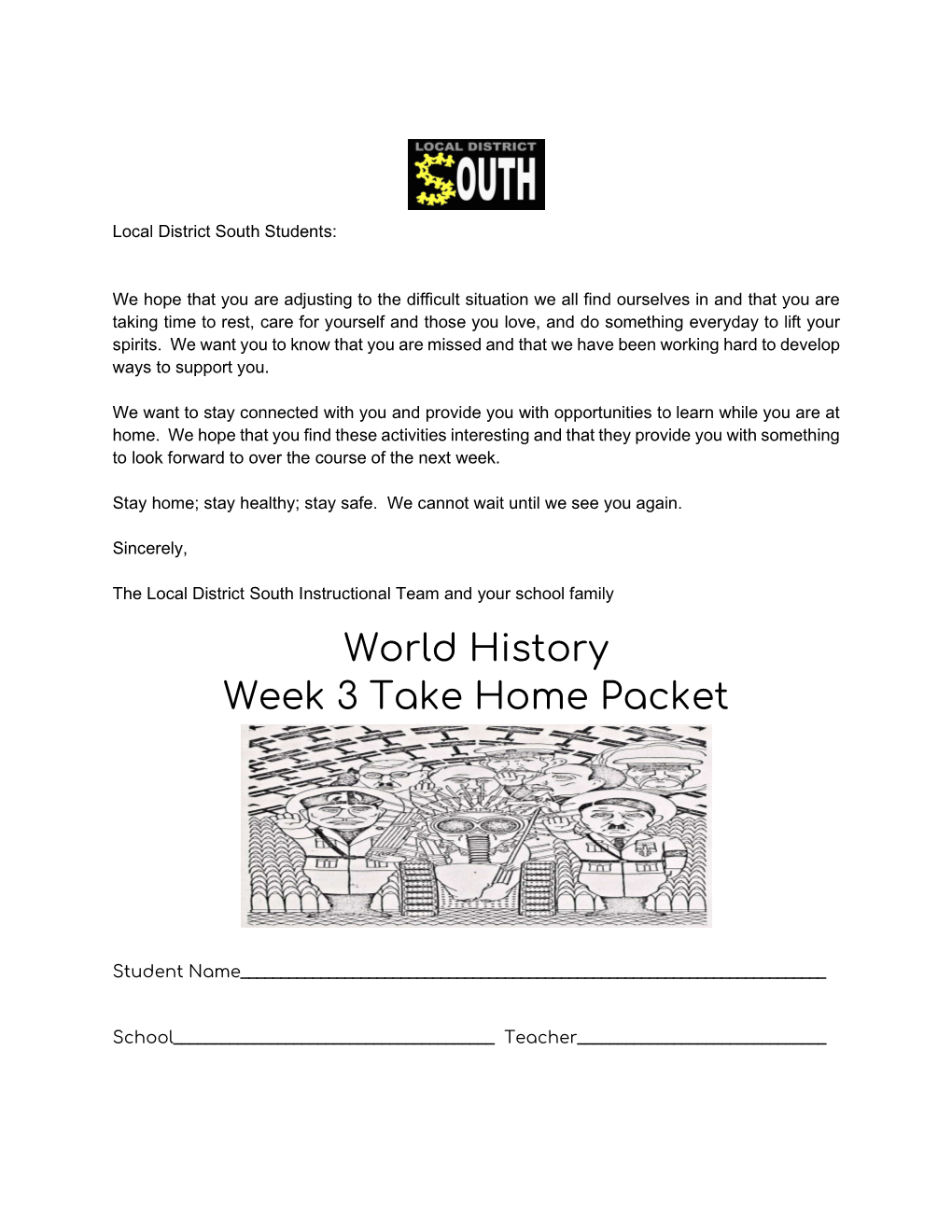 World History Week 3 Take Home Packet