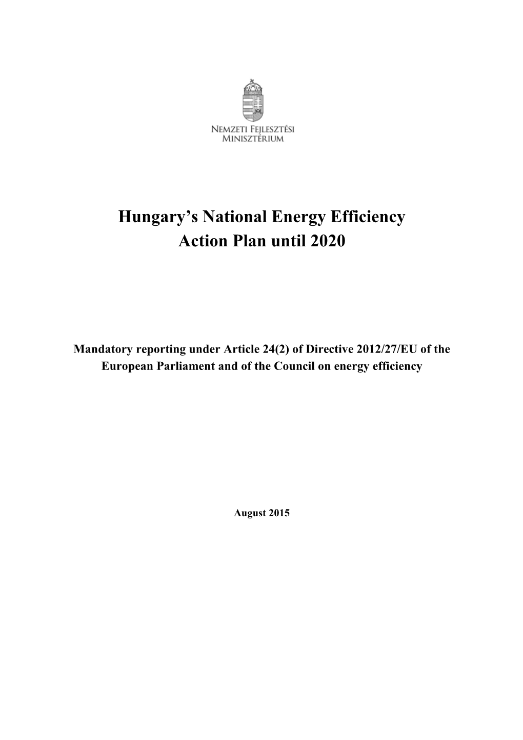 Hungary's National Energy Efficiency Action Plan Until 2020