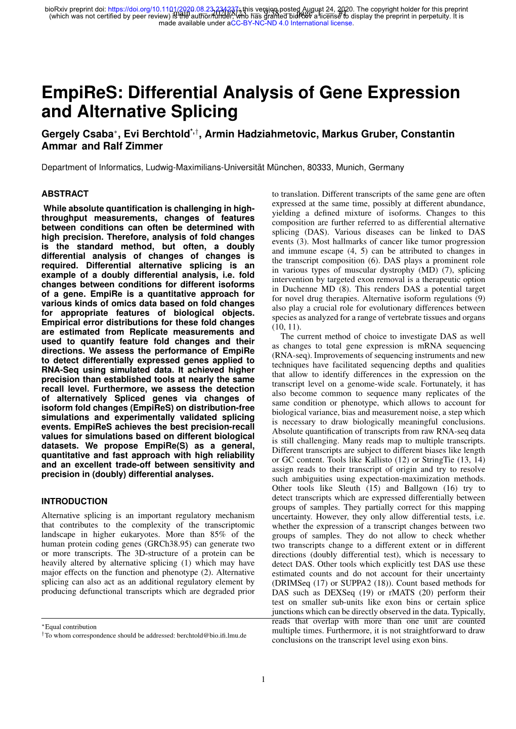 Differential Analysis of Gene Expression and Alternative Splicing