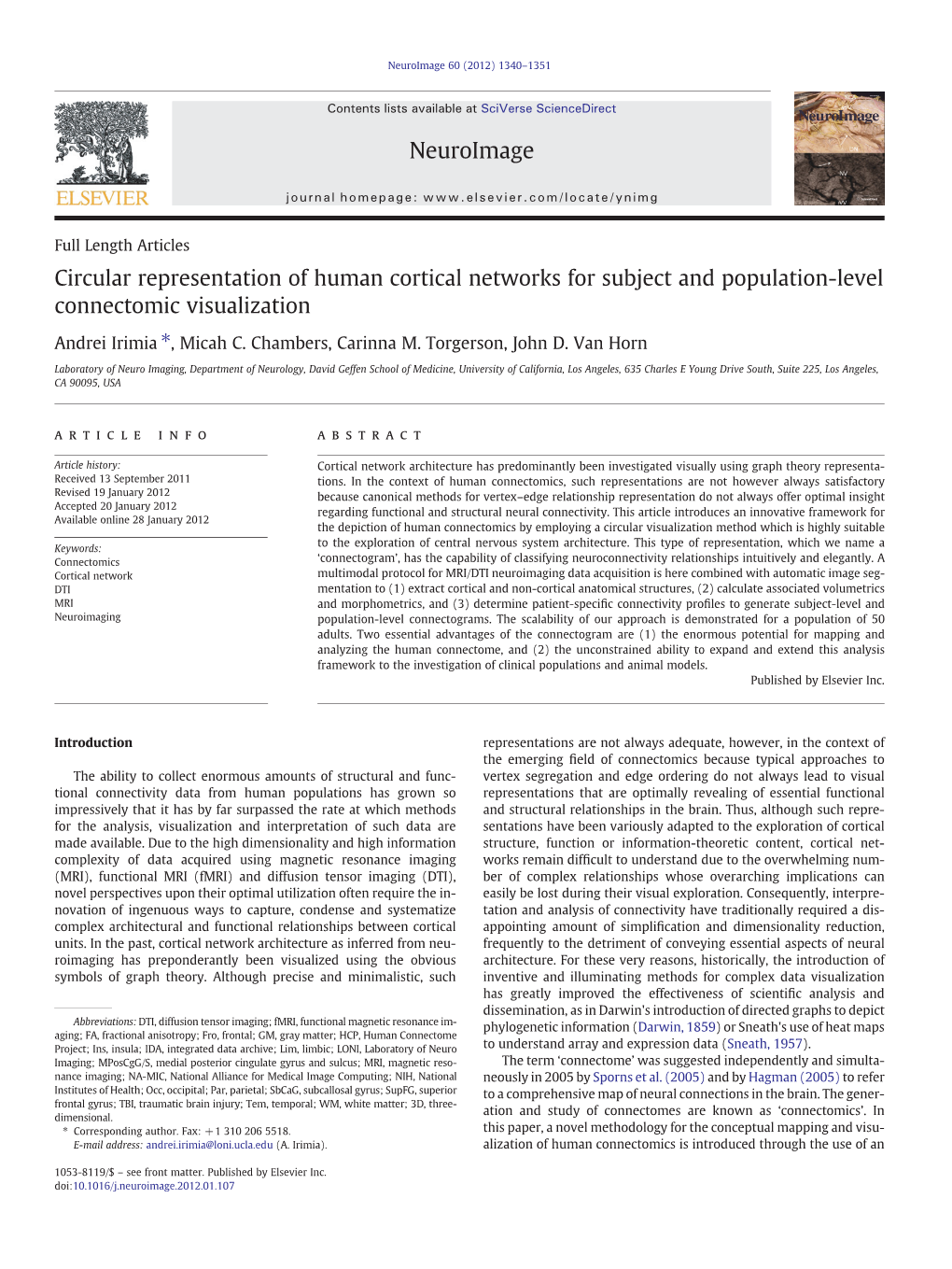 Circular Representation of Human Cortical Networks for Subject and Population-Level Connectomic Visualization