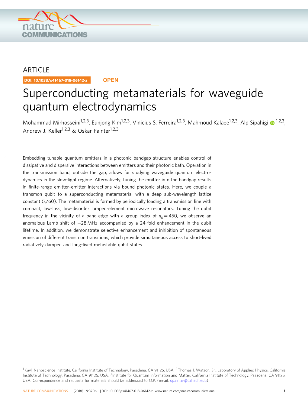 Superconducting Metamaterials for Waveguide Quantum Electrodynamics