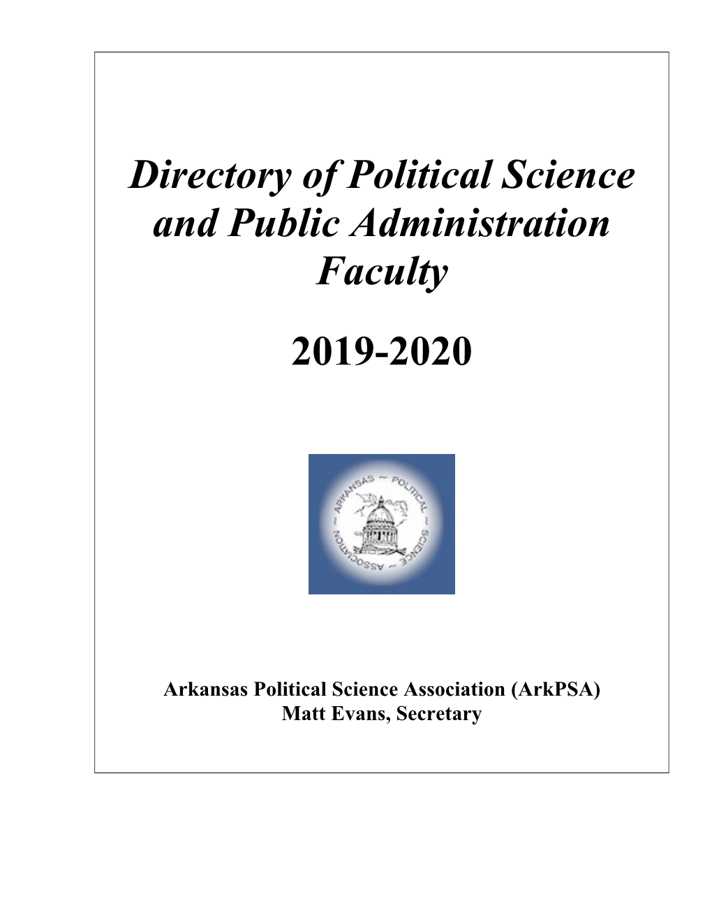 Directory of Political Science and Public Administration Faculty 2019