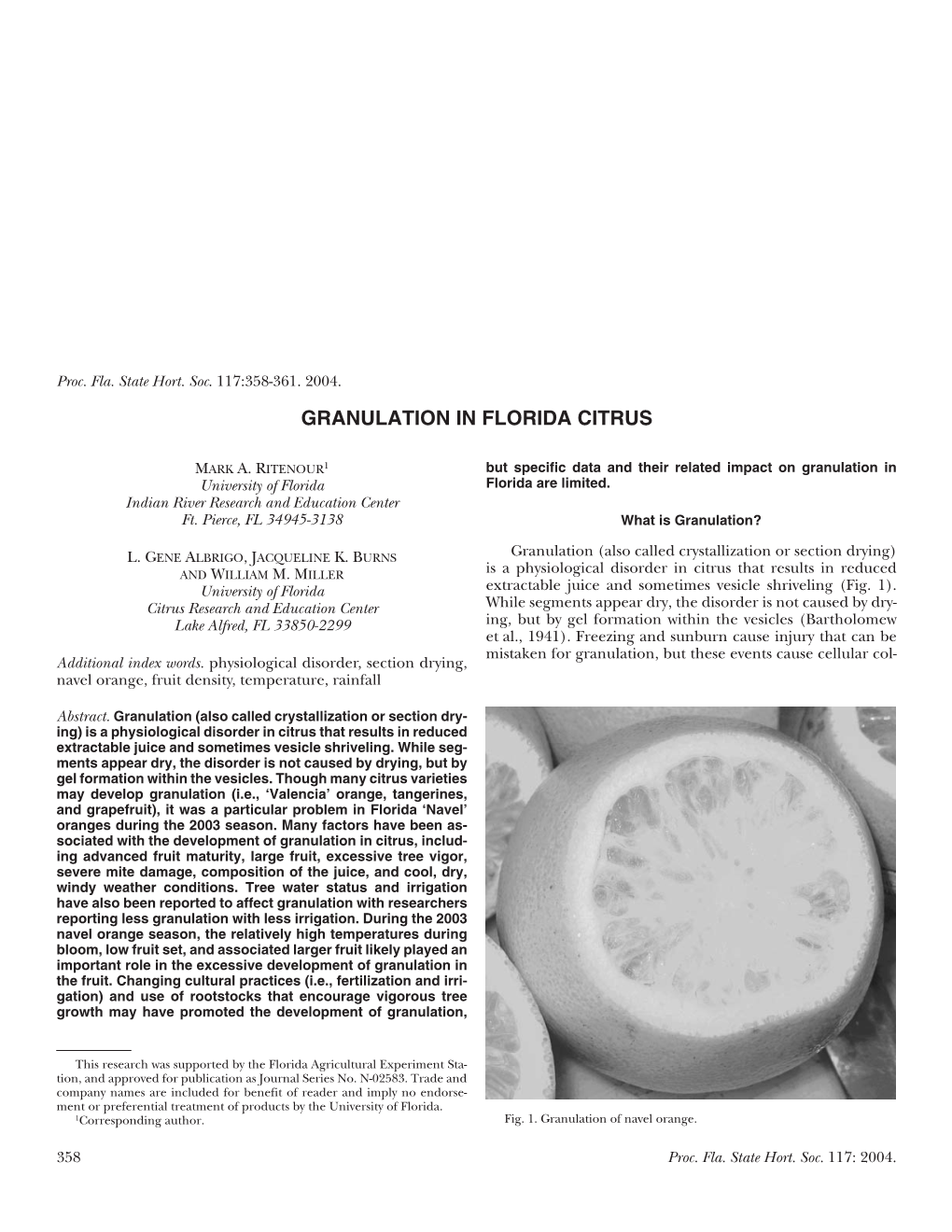 Granulation in Florida Citrus