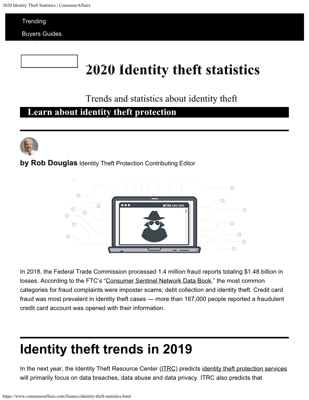 2020 Identity Theft Statistics | Consumeraffairs