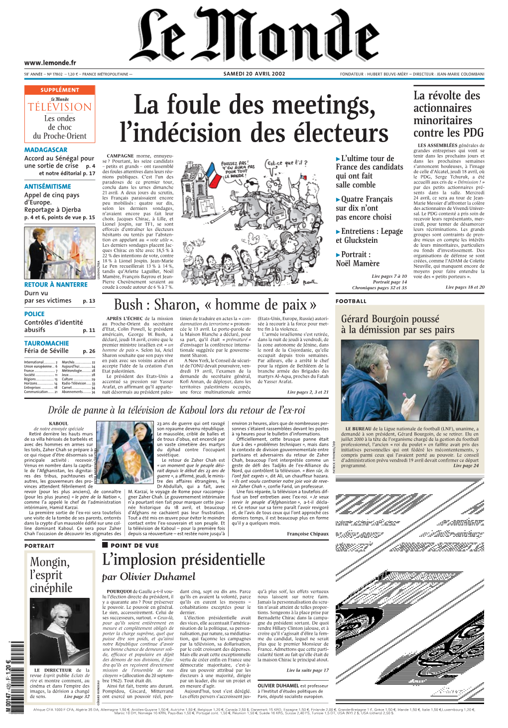 LE MONDE/PAGES&lt;UNE&gt;