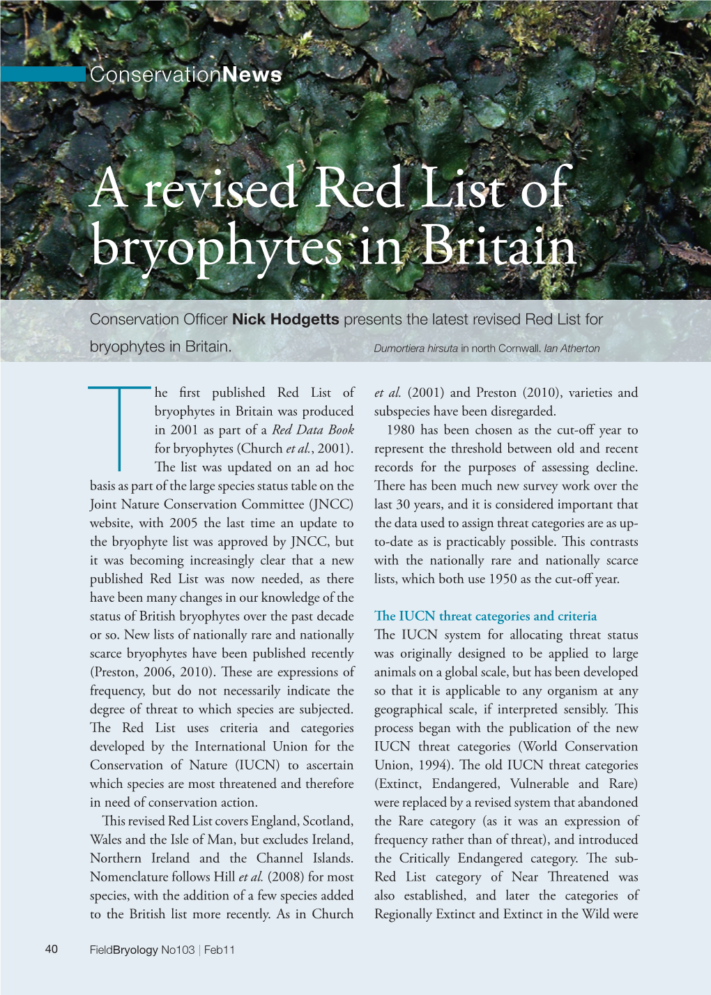 A Revised Red List of Bryophytes in Britain