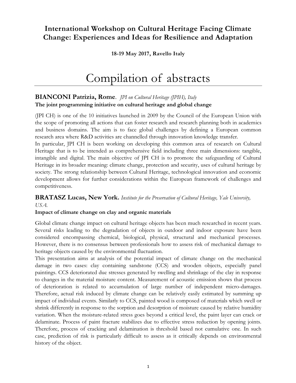 Compilation of Abstracts