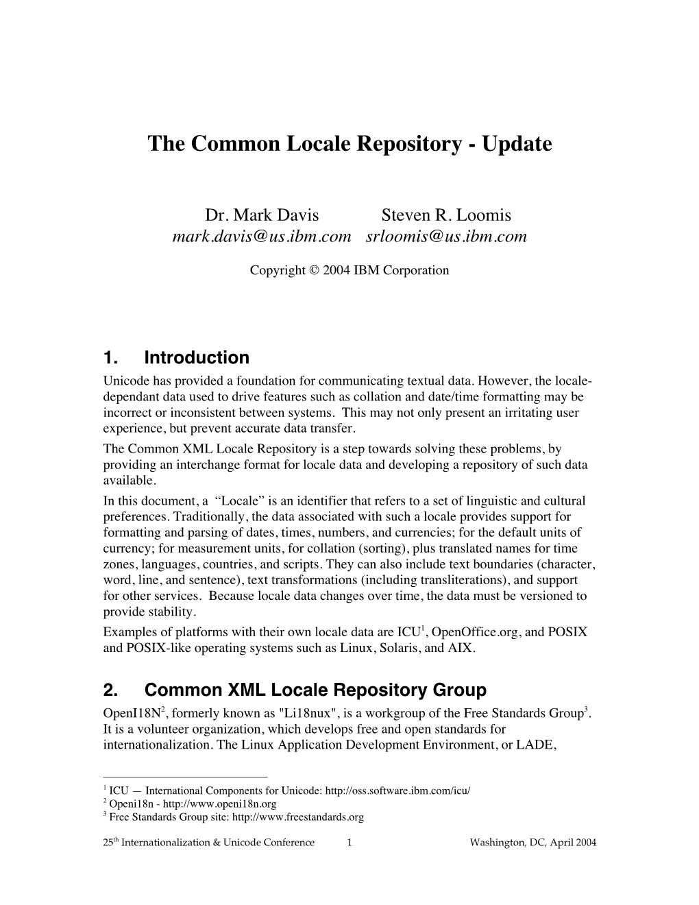 The Common Locale Repository - Update