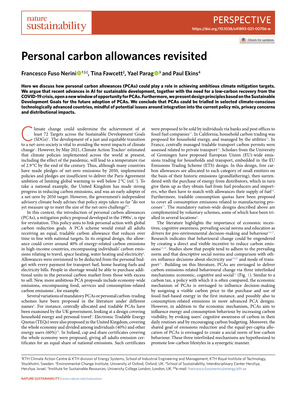 Personal Carbon Allowances Revisited