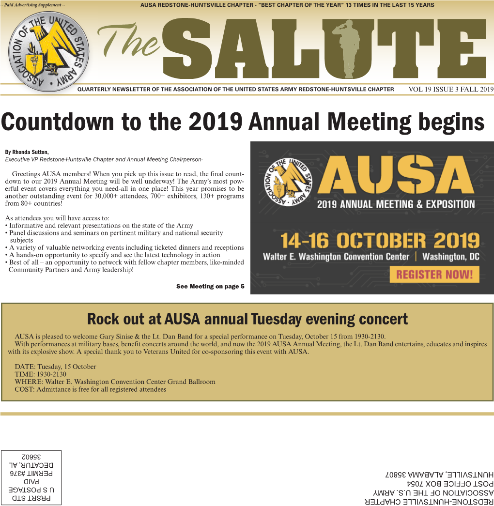 Countdown to the 2019 Annual Meeting Begins Meeting Annual 2019 the to Countdown