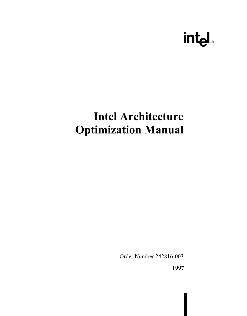 Intel Architecture Optimization Manual