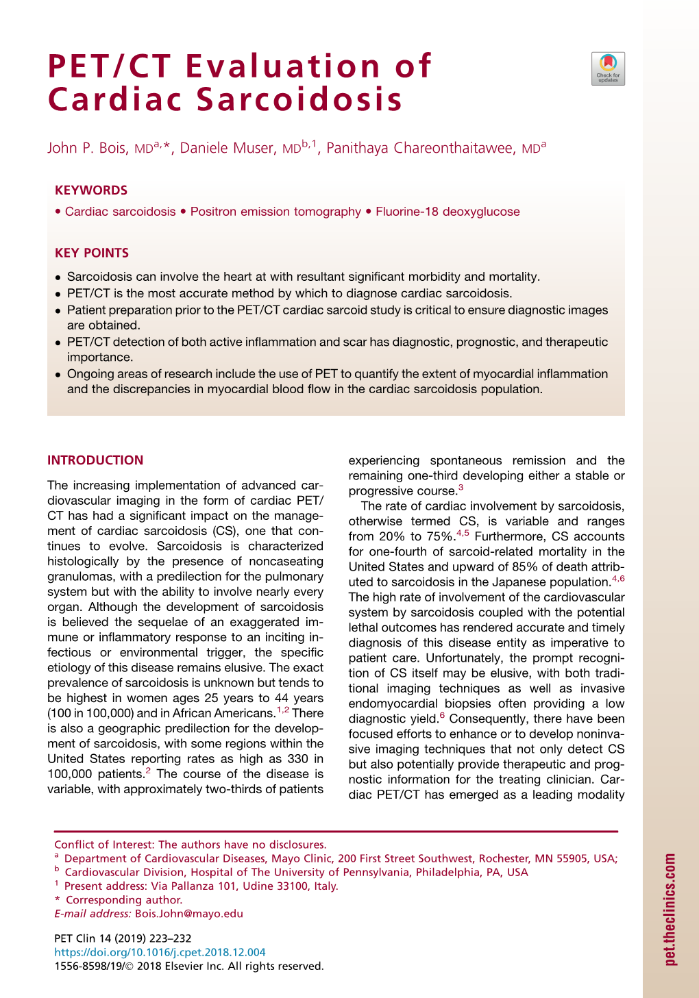 PET/CT Evaluation of Cardiac Sarcoidosis