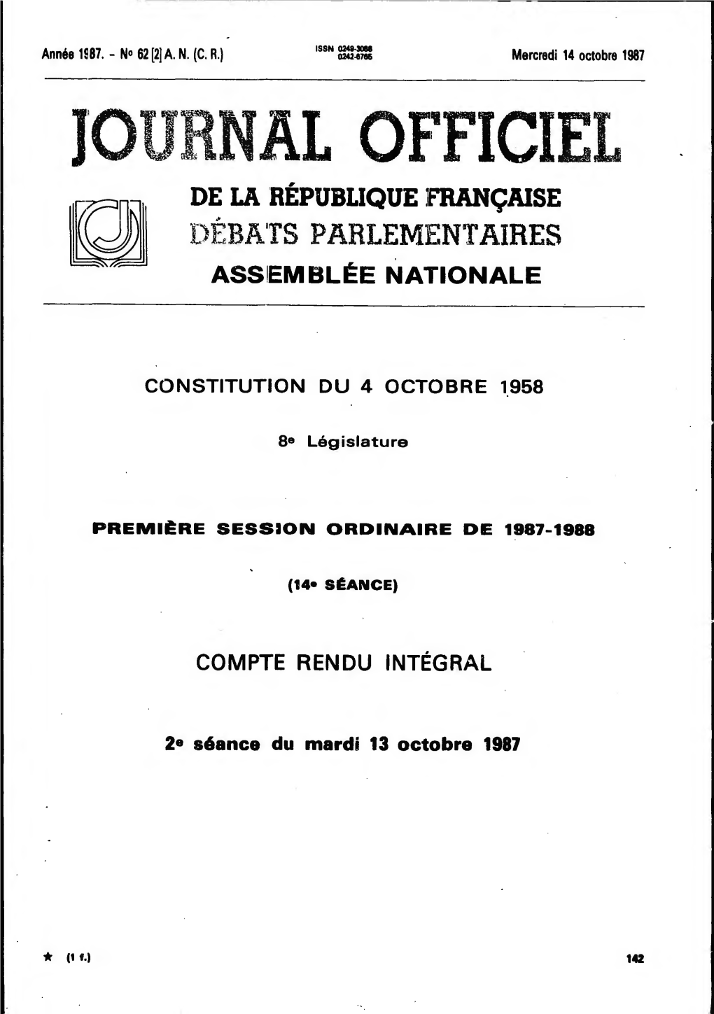 Jotjfnal OFFICIEL DE LA RÉPUBLIQUE FRANÇAISE DÉBATS PARLEMENTAIRES ASSIEM BLÈE NATIONALE