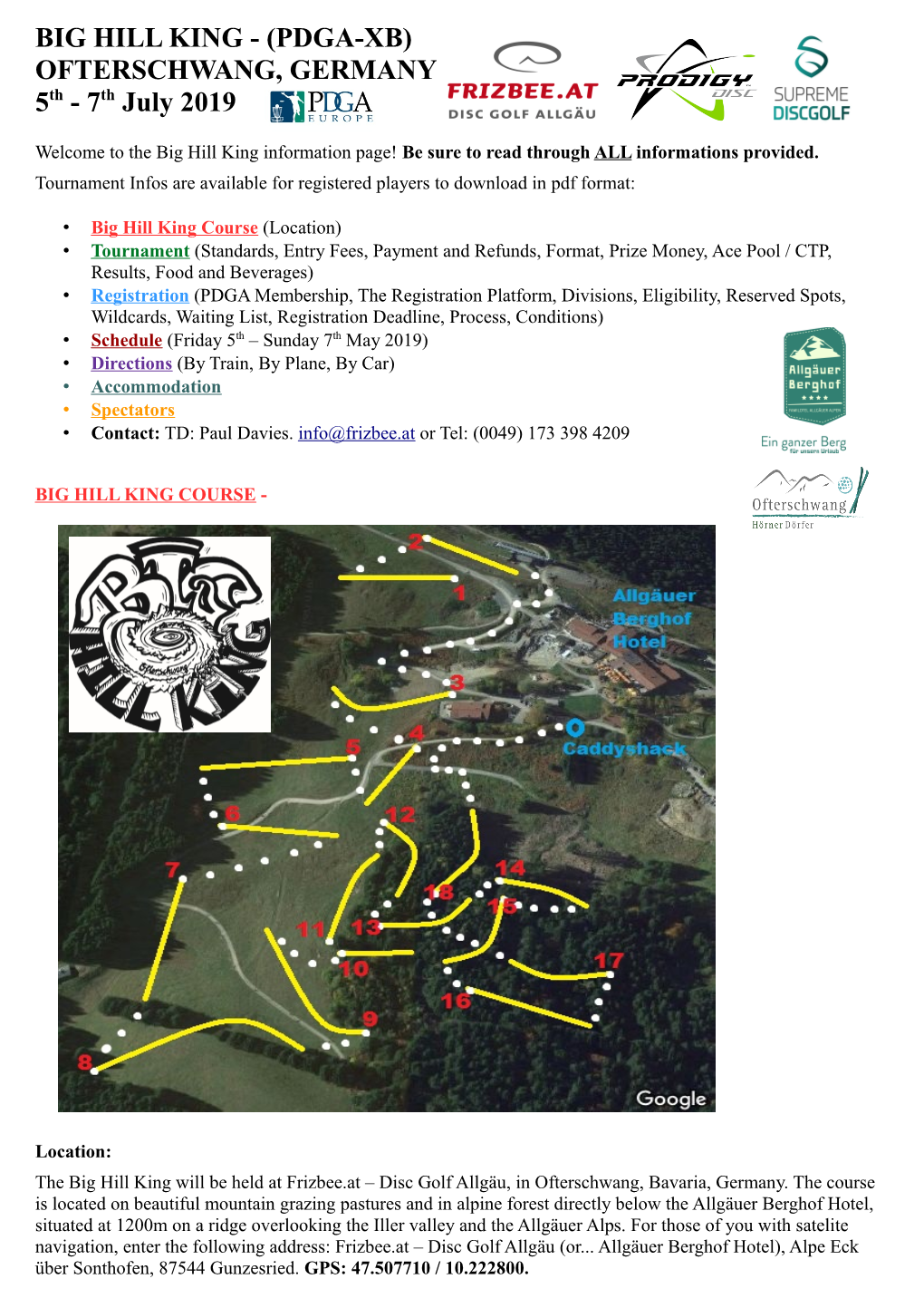 BIG HILL KING - (PDGA-XB) OFTERSCHWANG, GERMANY 5Th - 7Th July 2019