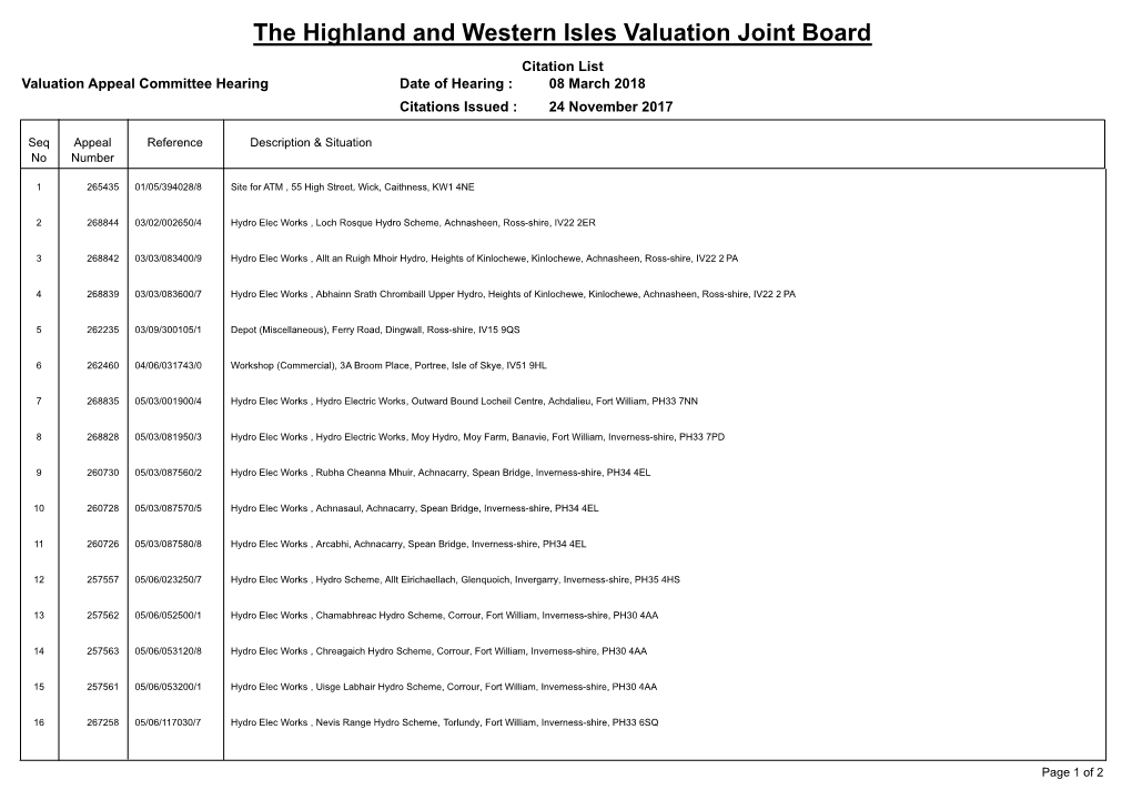 Appeal Citation List External