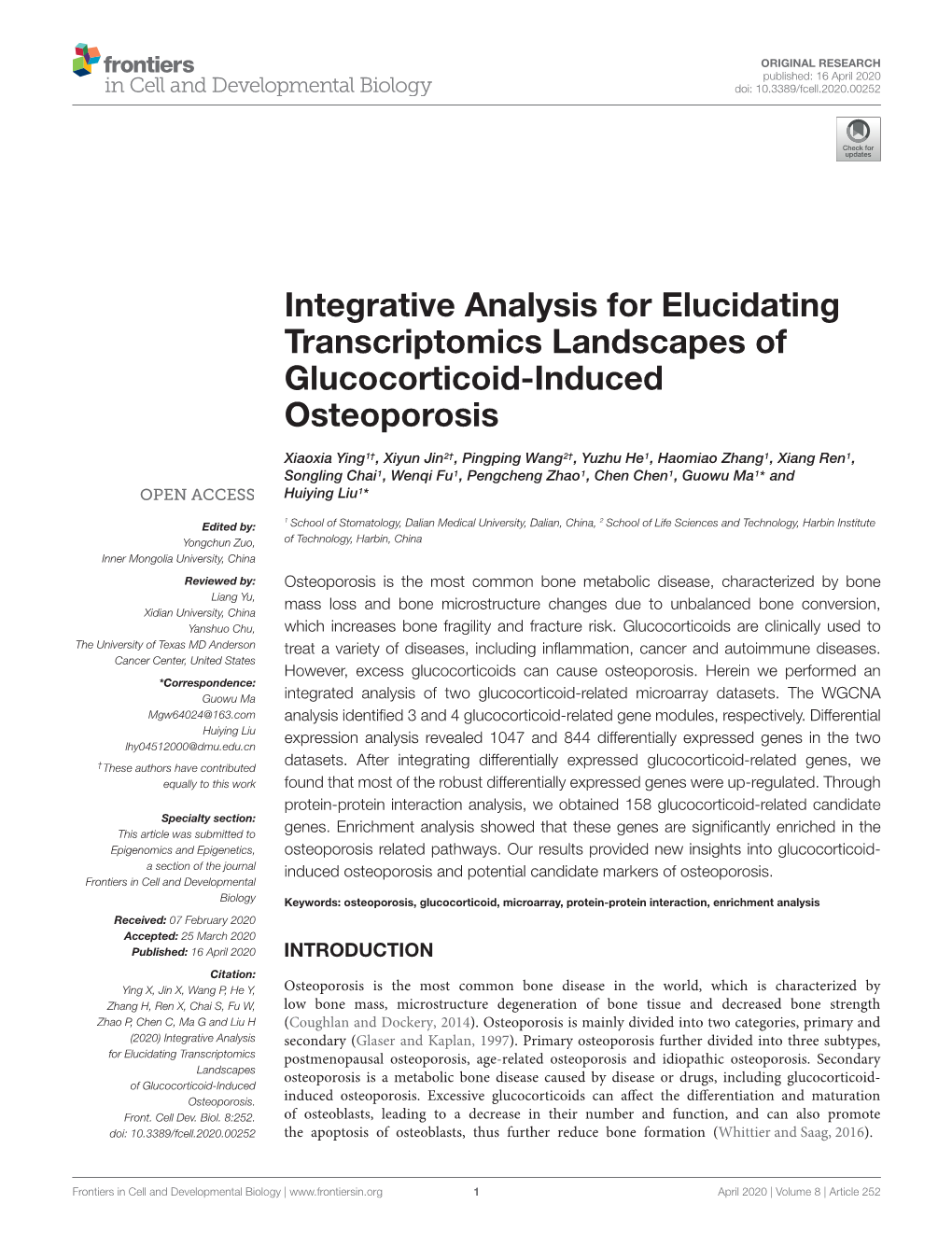 Integrative Analysis for Elucidating Transcriptomics Landscapes of Glucocorticoid-Induced Osteoporosis