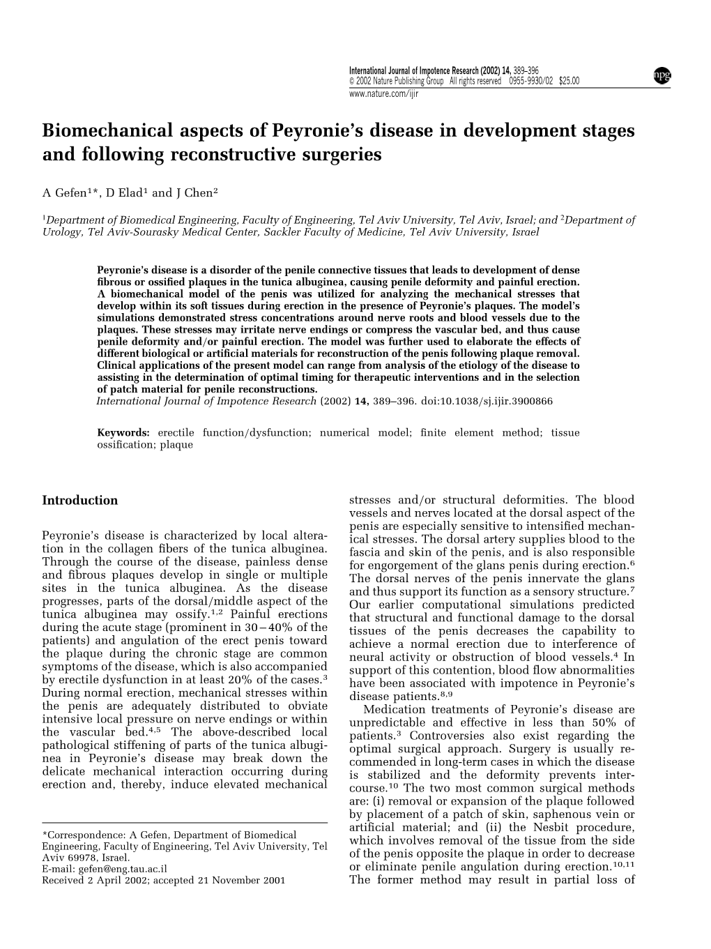 Biomechanical Aspects of Peyronie's Disease in Development Stages And