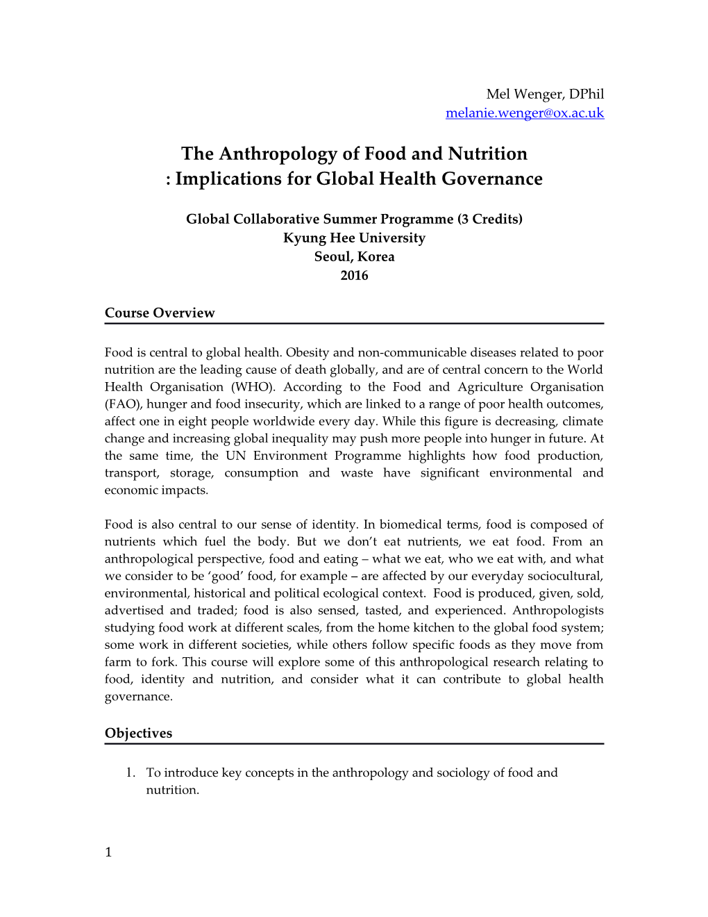 The Anthropology of Food and Nutrition