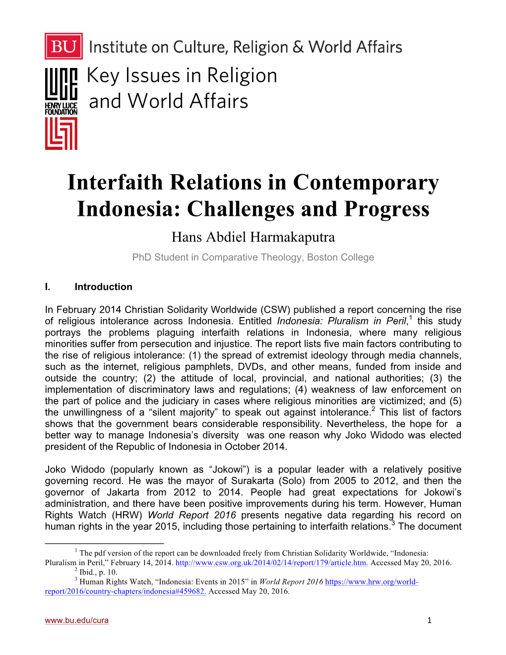 Hans Harmakaputra, Interfaith Relations in Contemporary Indonesia