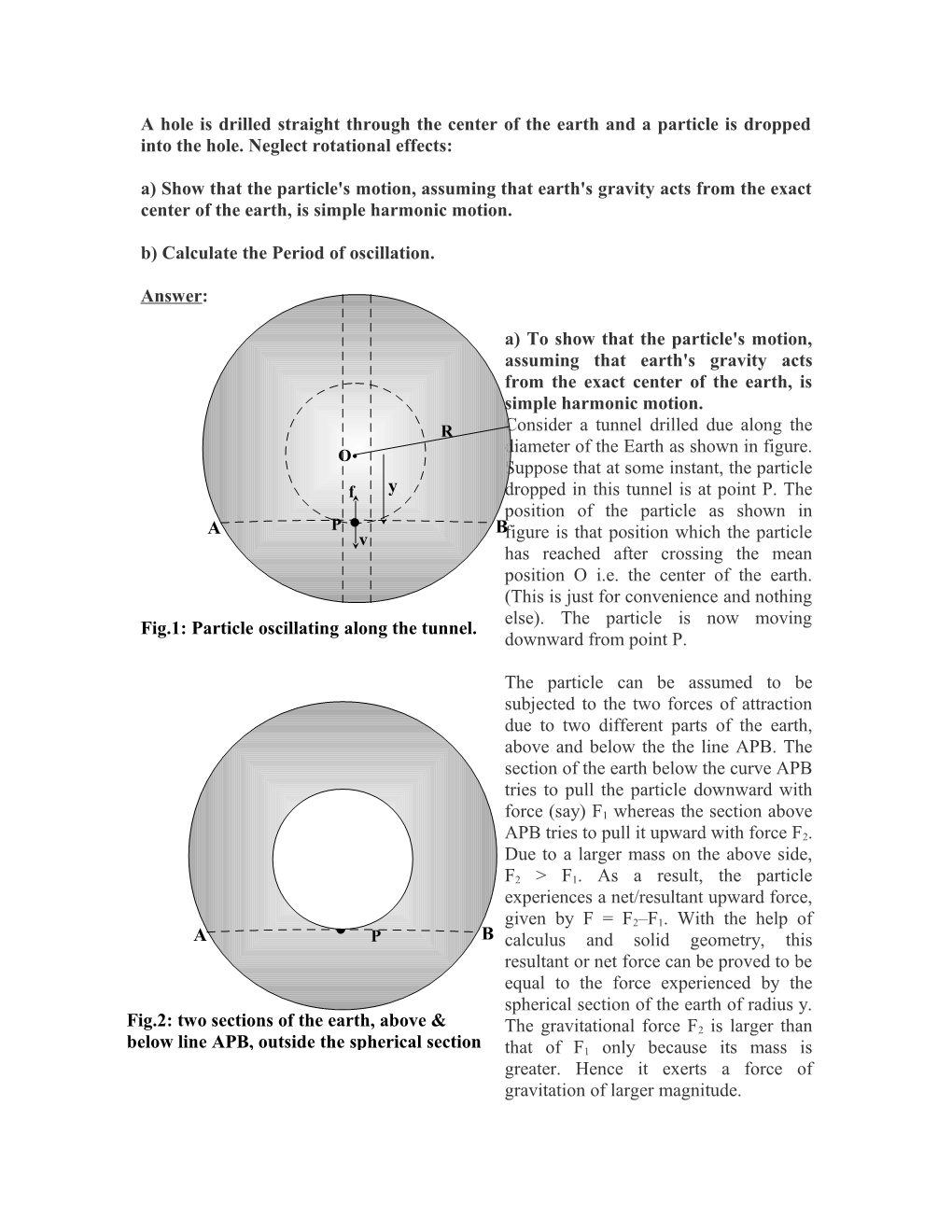 A Hole Is Drilled Straight Through the Center of the Earth and a Particle Is Dropped Into