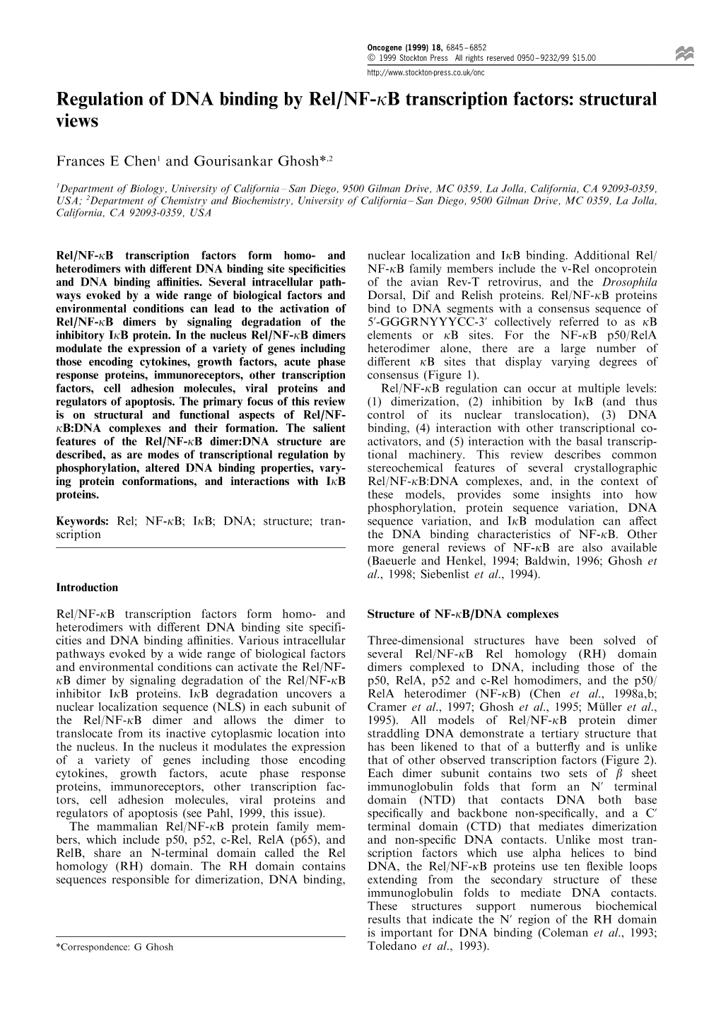 Regulation of DNA Binding by Rel/NF-Kb Transcription Factors: Structural Views