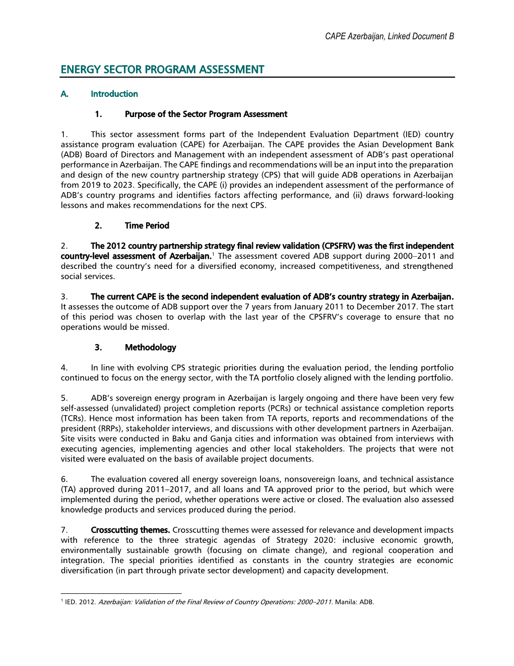 Energy Sector Program Assessment