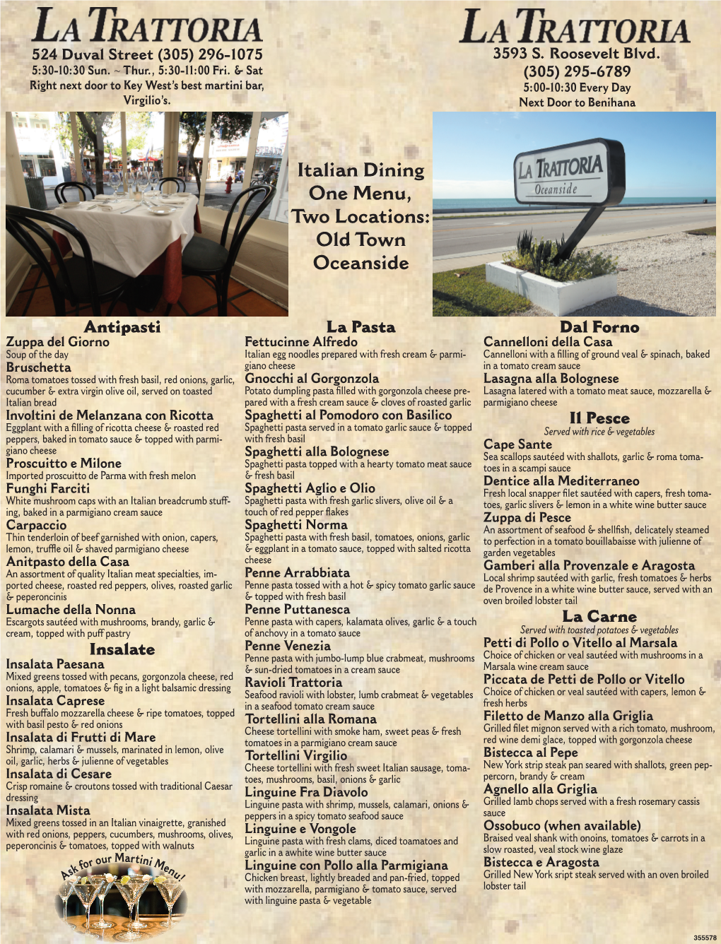 Italian Dining One Menu, Two Locations: Old Town Oceanside