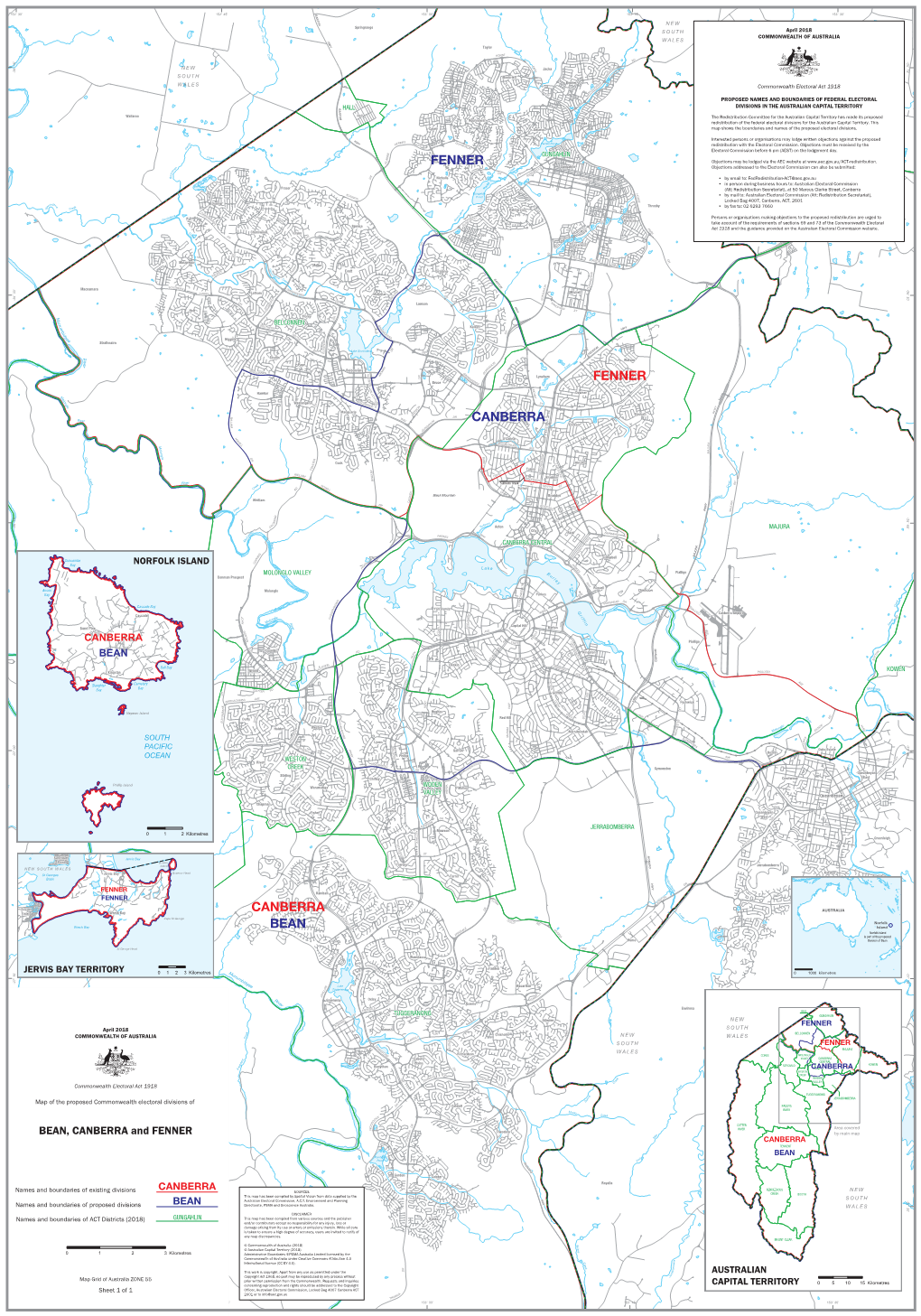 Proposed Federal Electoral Divisions of Bean, Canberra and Fenner