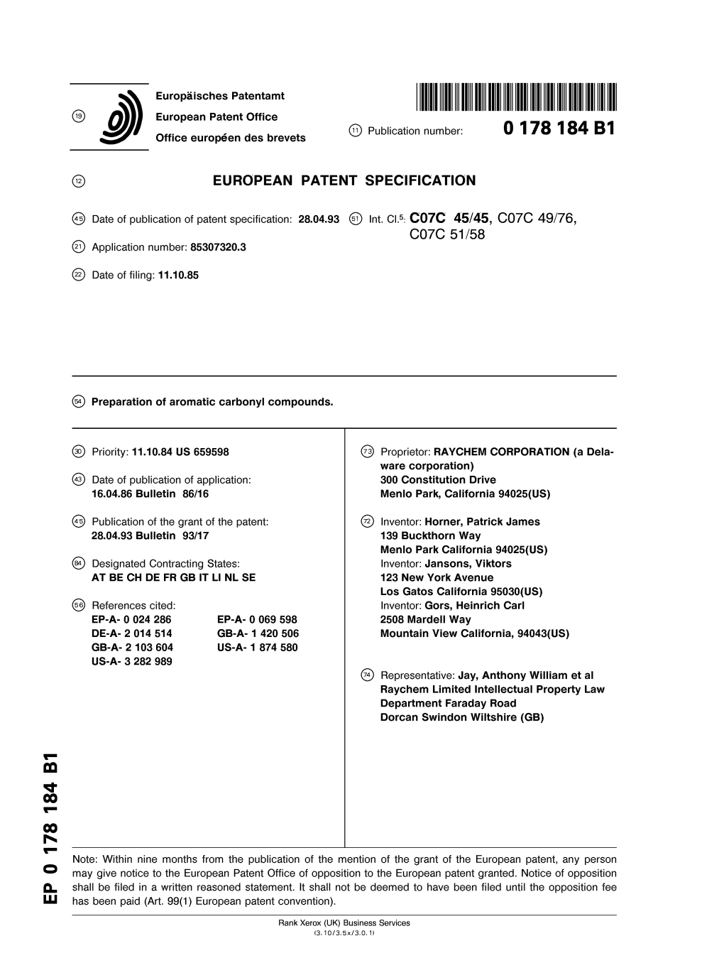 Preparation of Aromatic Carbonyl Compounds